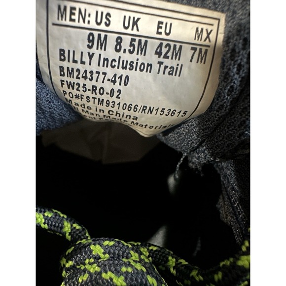 NWT Billy Footwear Inclusion Trail Sneakers Navy Green Men's US Size 9 M - Picture 4 of 10